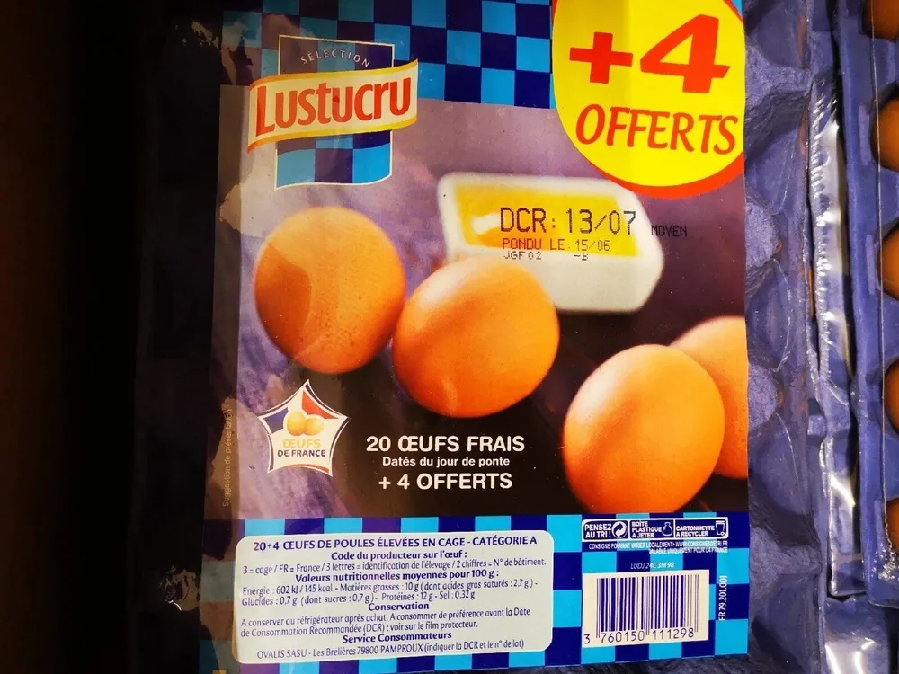 Œufs moyens datés du jour du ponte