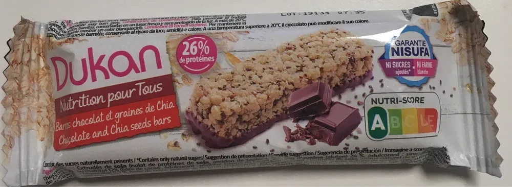 Barres chocolat et graines de chia