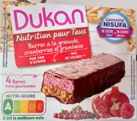 Barres à la grenade, cranberries et framboise