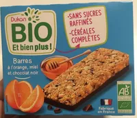 Barres à l'orange miel et chocolat noir bio