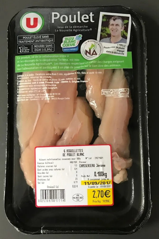 6 aiguillettes de poulet blanc