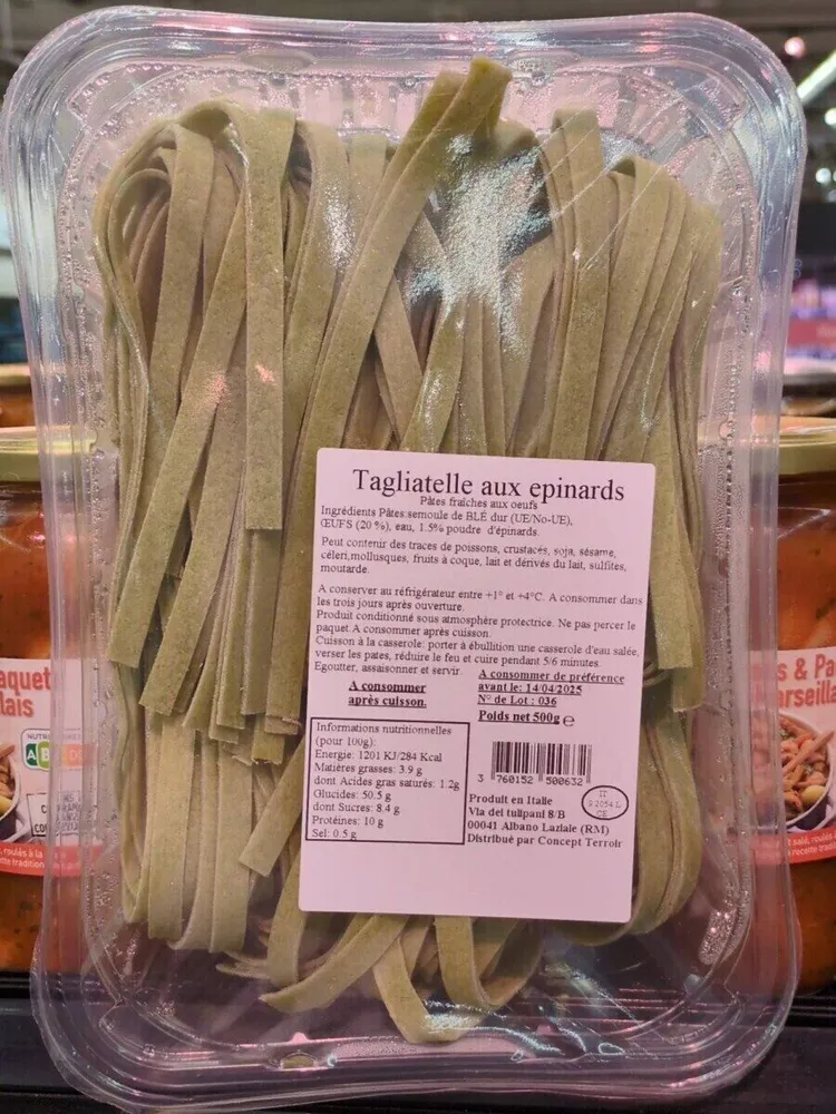 Tagliatelles aux épinards