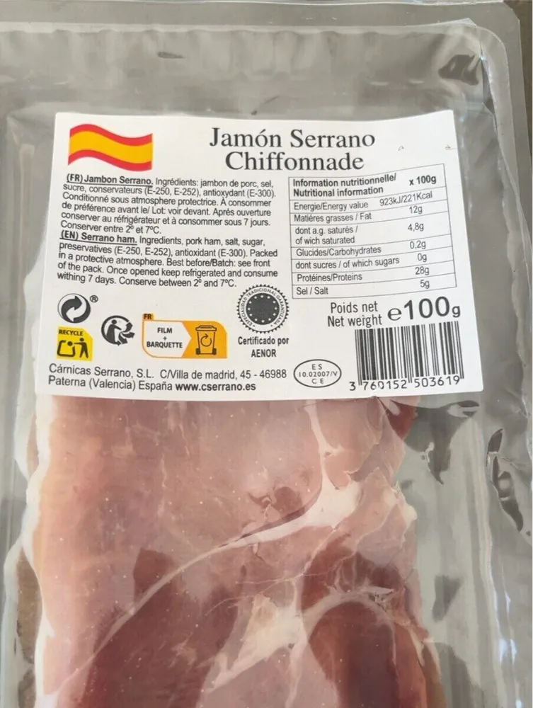Jamon Serrano chiffonnade