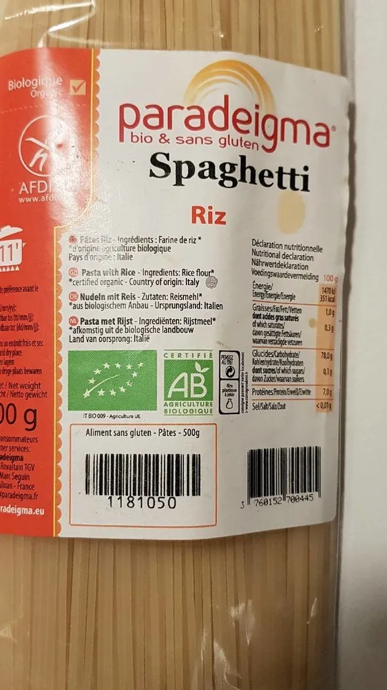 Paradeigma Pasta With Rice Spaghetti