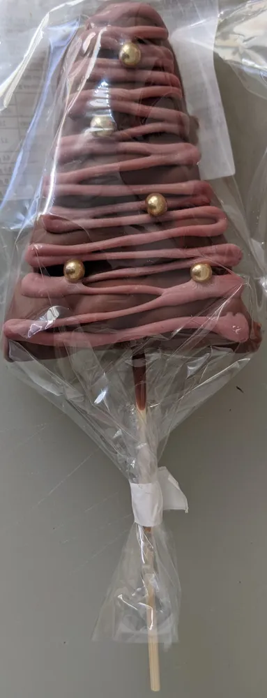 Guimauve chocolat sapin liseré rose