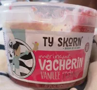 Meringue vacherin vanille - coulis framboise