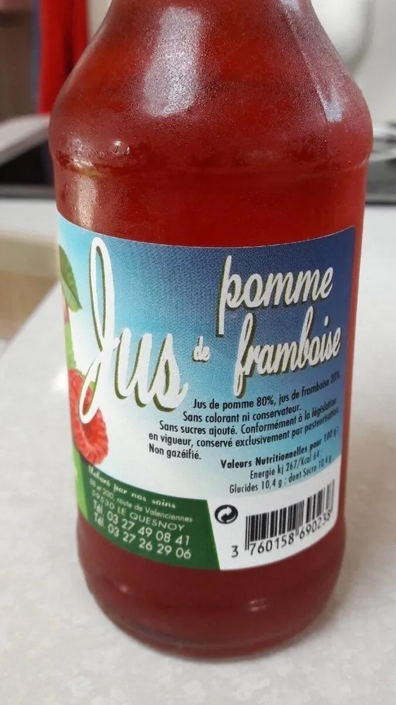 Jus de pomme framboise vergers tellier le quesnoy