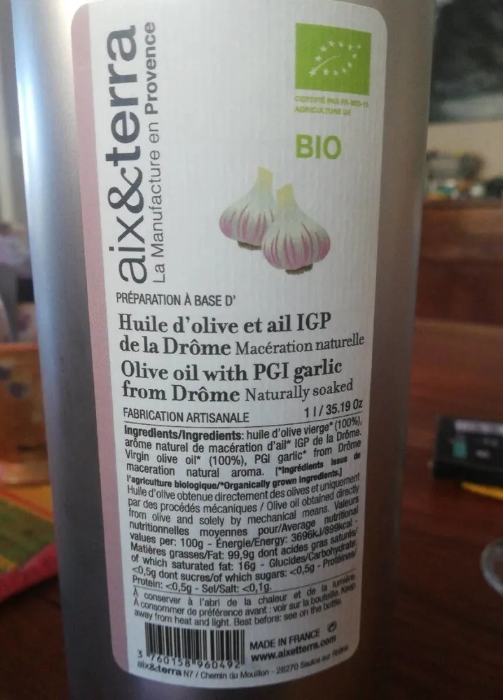 Huile d'olive et ail IGP