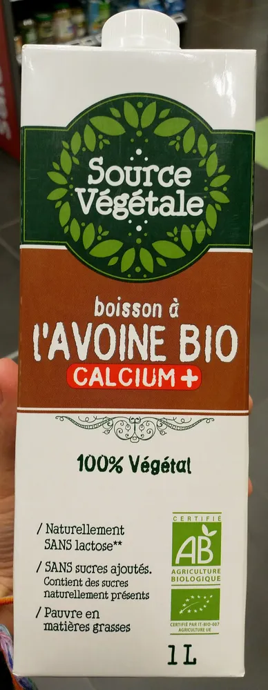 Boisson avoine calcium