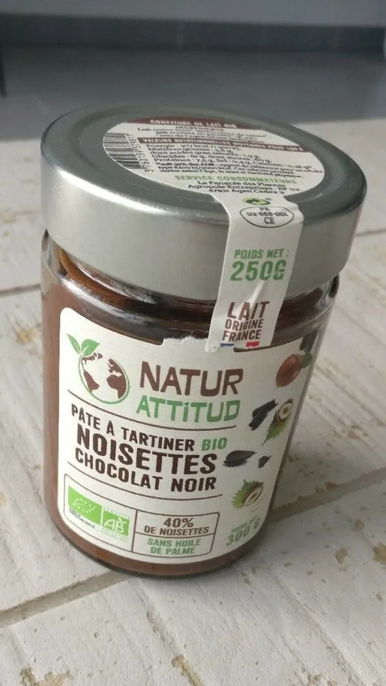 Pâte à tartiner bio noisettes chocolat noir