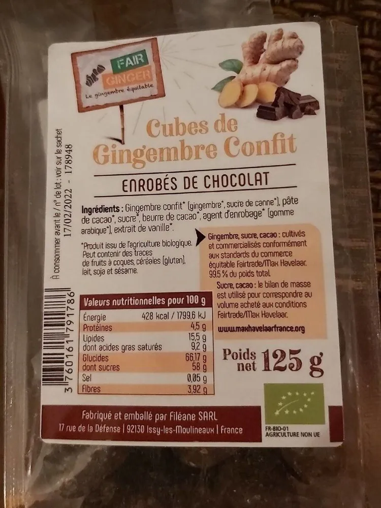 Cubes de gingembre confit