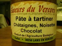 Pâte à tartiner châtaignes, noisettes, chocolat