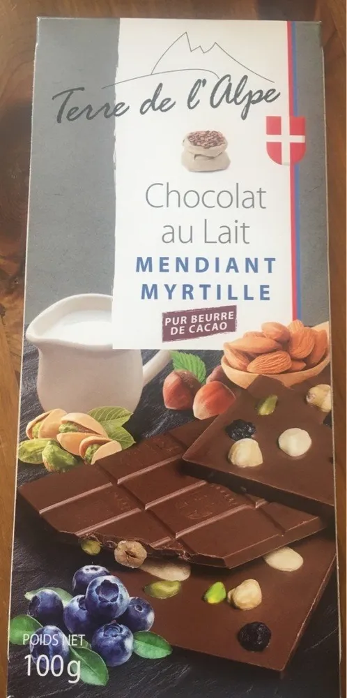 Chocolat au lait mendiant myrtille