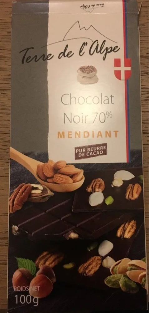 Chocolat noir 70% mendiant