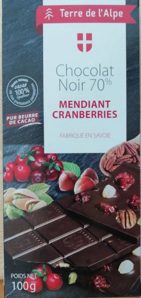 Chocolat Noir Mendiant Cranberries