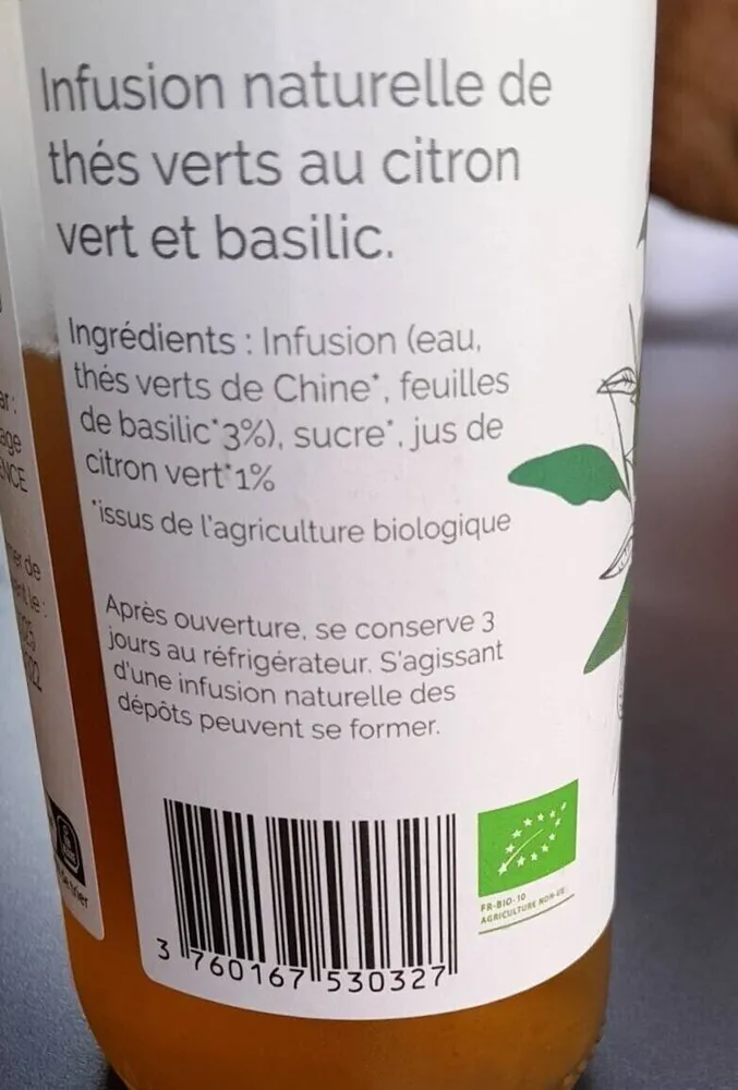 Thé Glacé thé vert citron vert et basilic