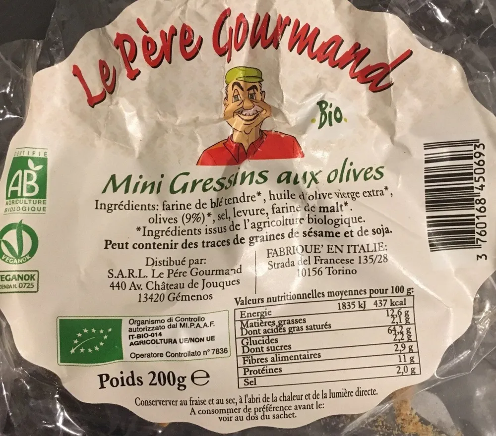 Gressin aux olives