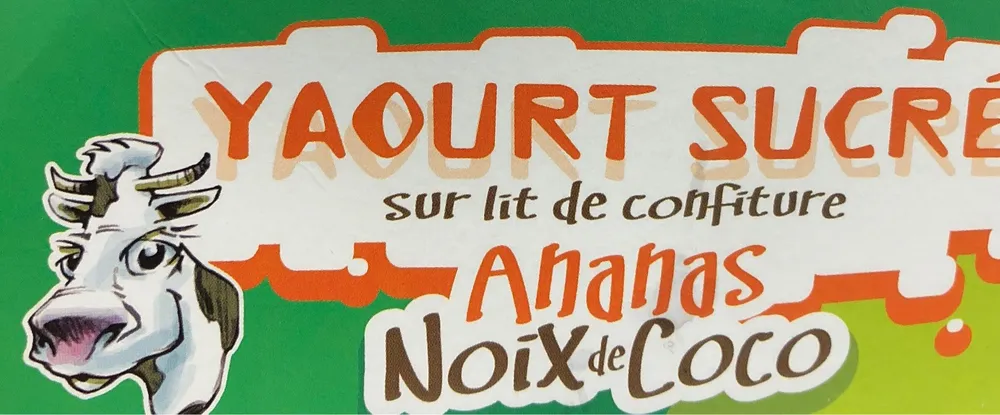 Yaourt sucré ananas noix de coco