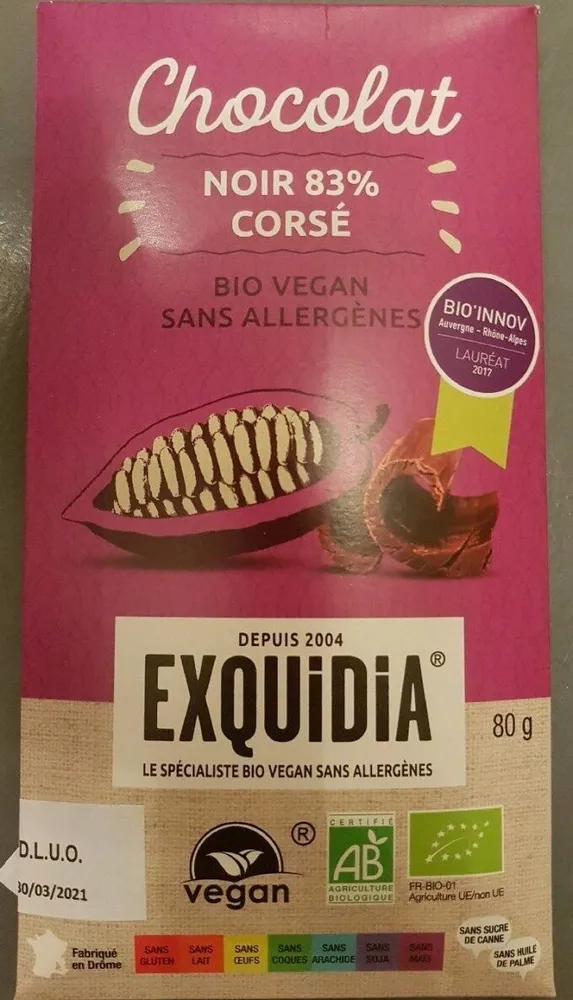 Chocolat noir 83% corsé