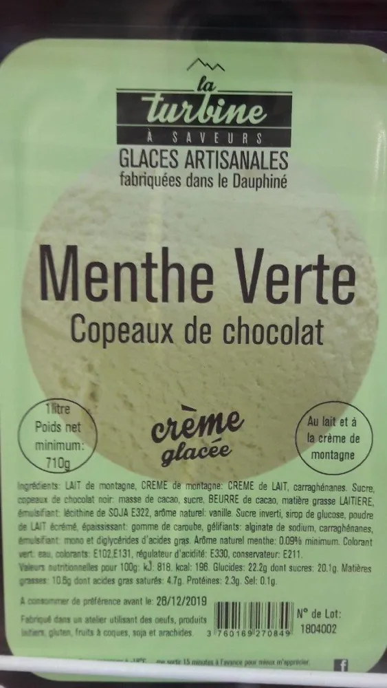 Glace artisanale menthe verte