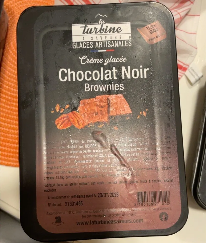 Creme glacee Chocolat noir brownies