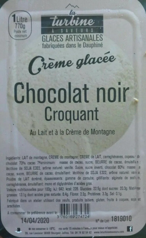 Crème glacée chocolat noir croquant