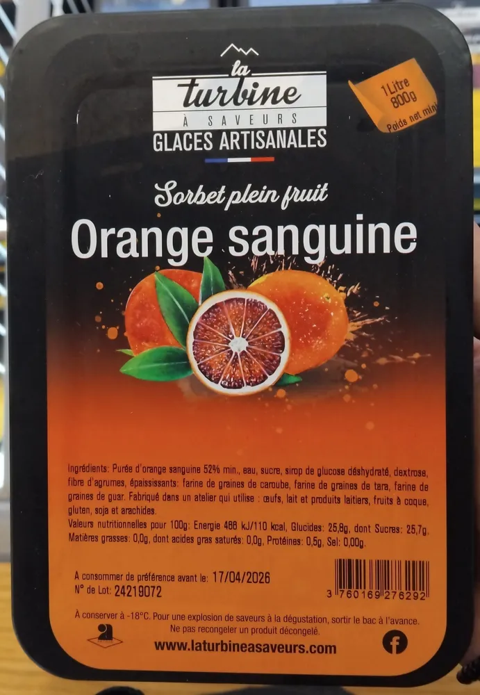 Sorbet plein fruit à l'Orange Sanguine