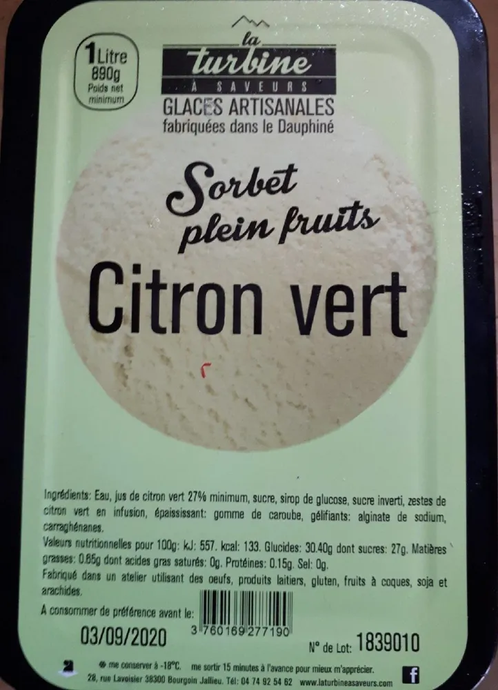 Sorbet plein fruits citron vert
