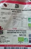 Chocolat noir poudre instantané