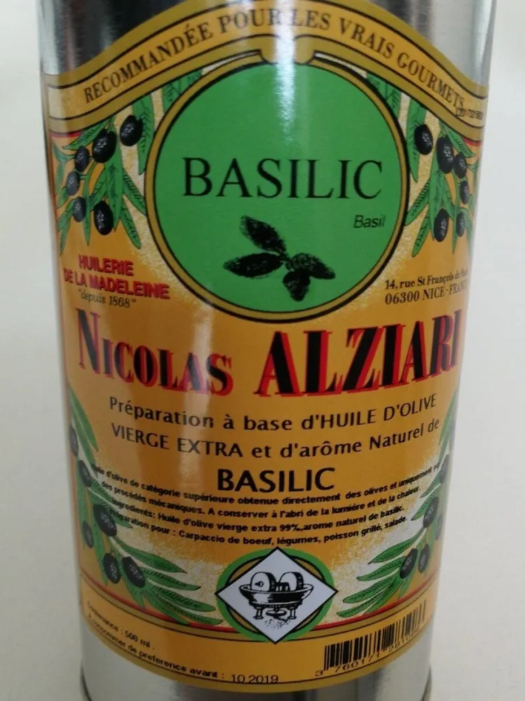 Huile olive arôme basilic