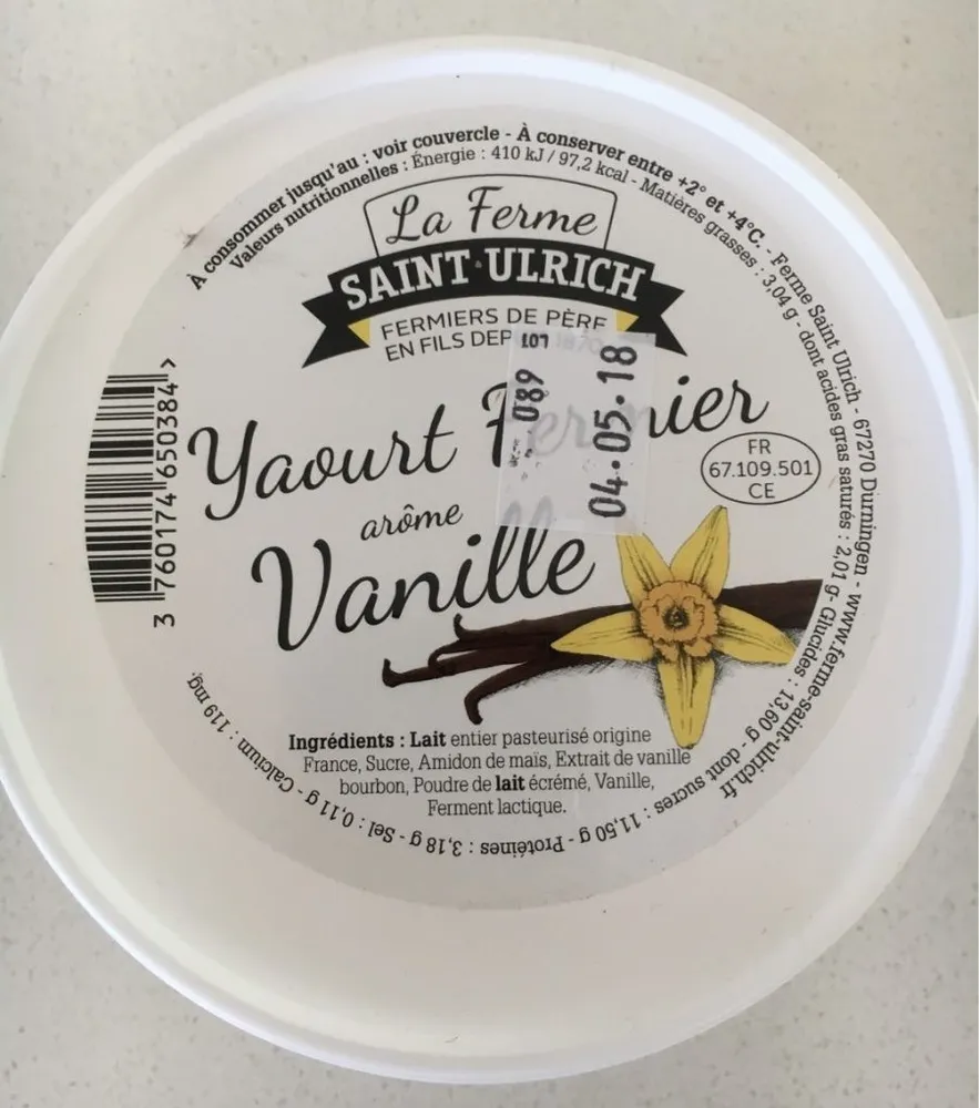 Yaourt fermier arôme vanille