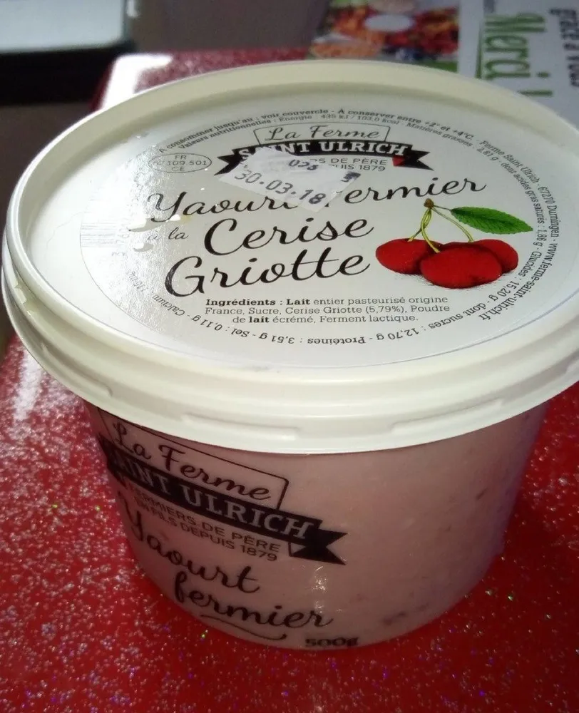 Yaourt fermier à la cerise
