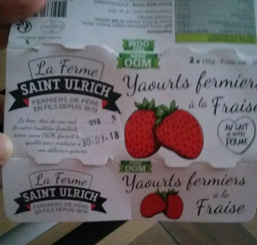 Yaourts fermiers à la fraise