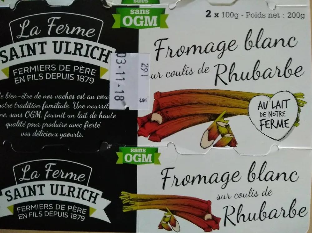 Fromage blanc sur coulis de rhubarbe