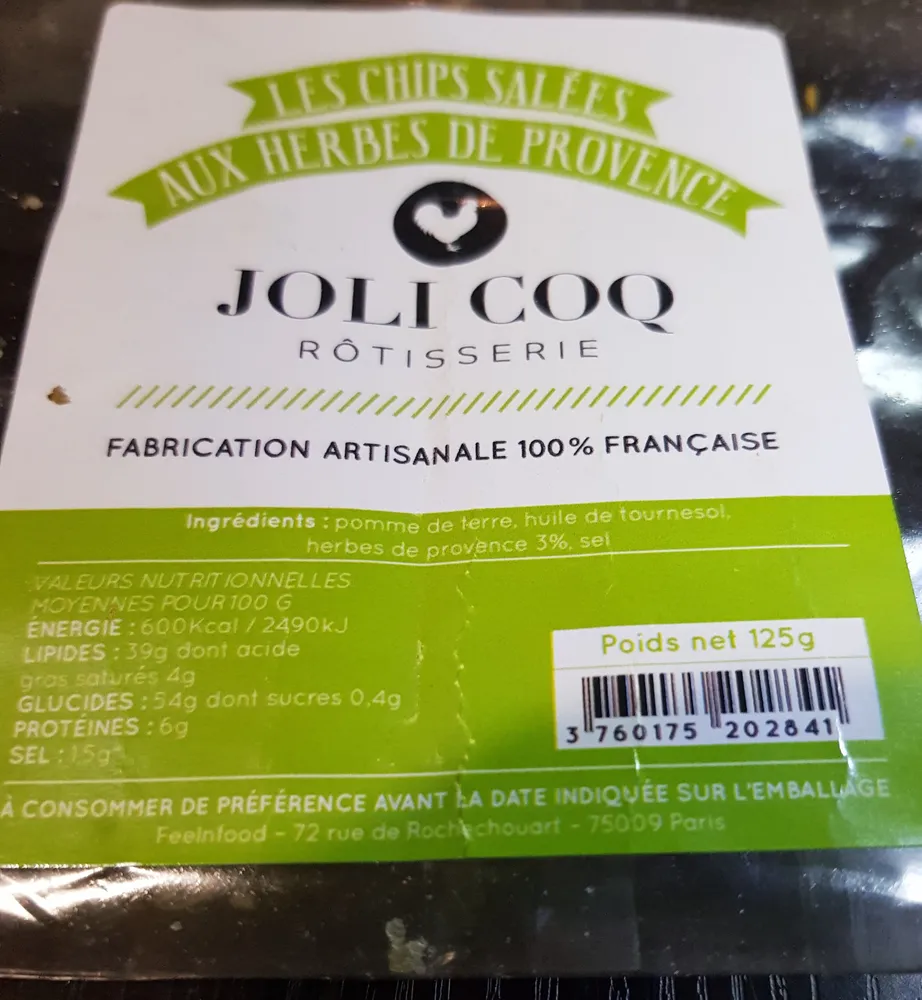Les chips salées aux herbes de Provence