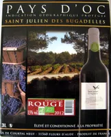 Vin rouge Bio Saint Julien des Bugadelles Pays d'Oc 3L