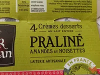 Crèmes desserts praliné amandes et noisettes