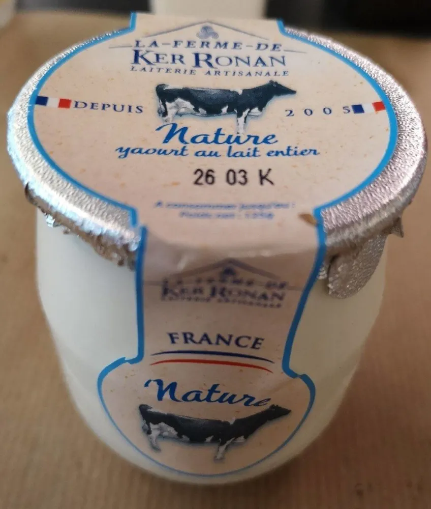 Yaourt nature au lait entier