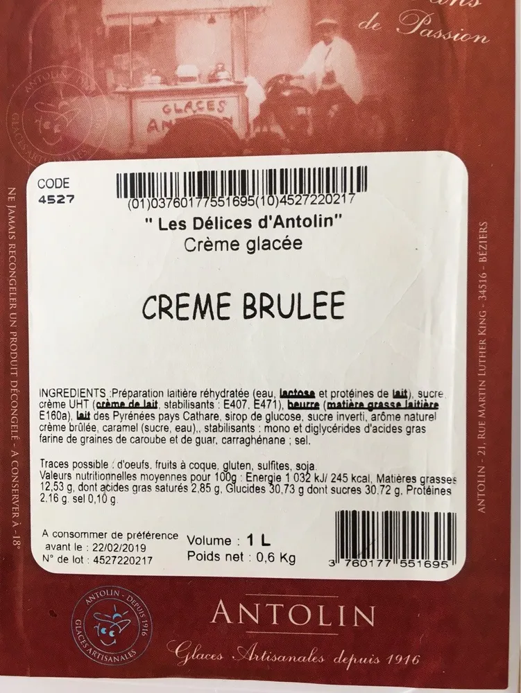 Crème glacée Crème brulée