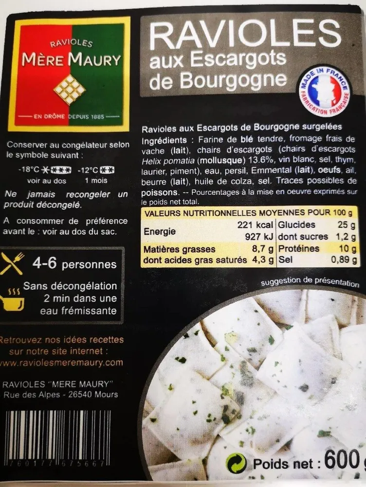 Ravioles aux escargots de Bourgogne