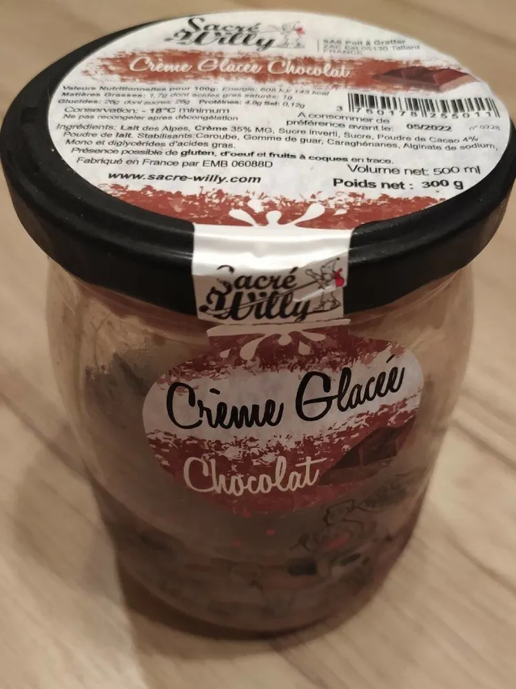 Crème glacée chocolat sacré Willy