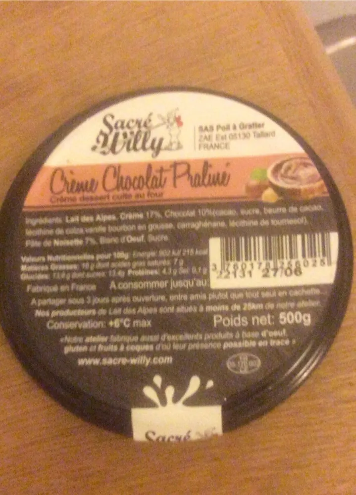 Crème chocolat praliné
