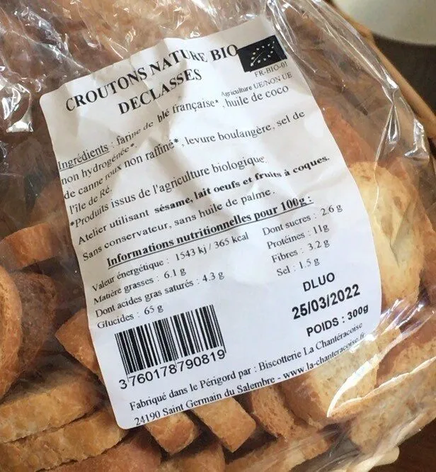 Croutons nature bio declasses