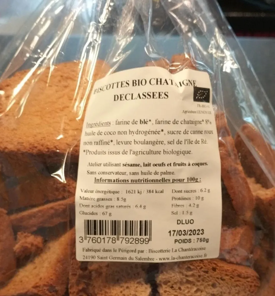 Biscottes bio chataigne déclassées