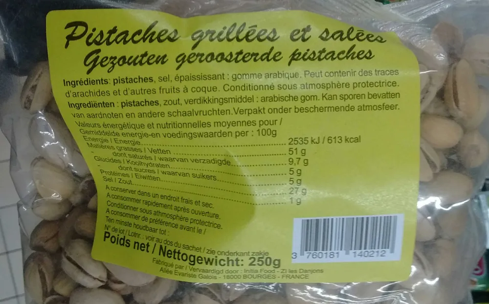 Pistaches grillées et salées