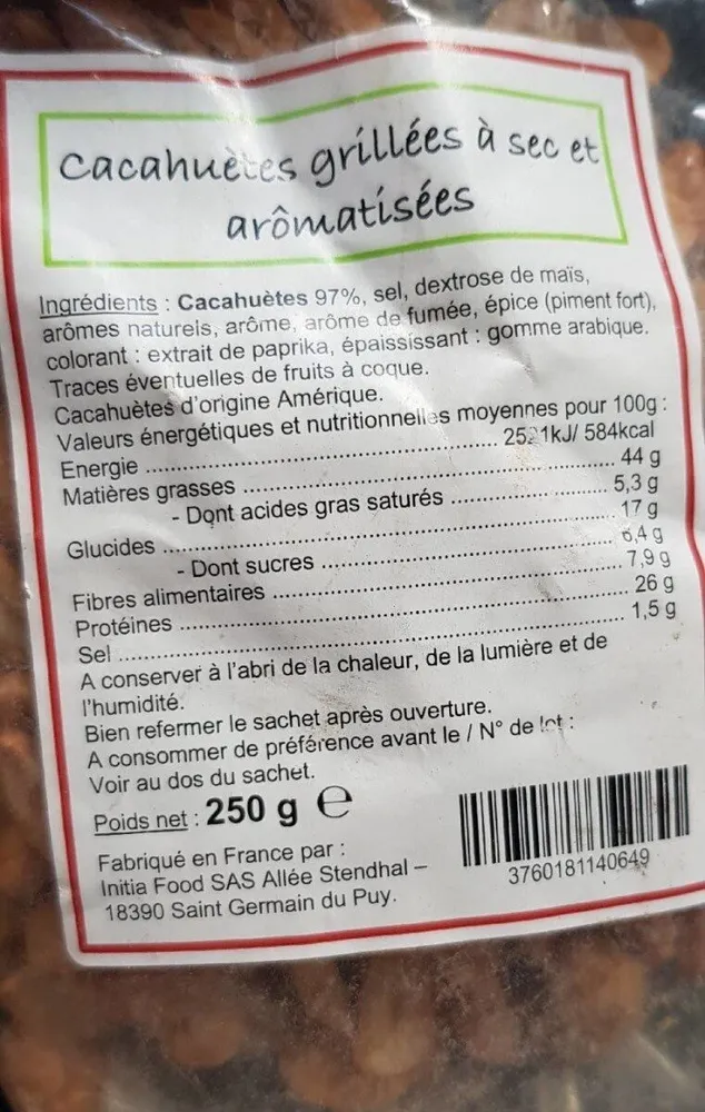Cacahouète grillés à sec et aromatisés
