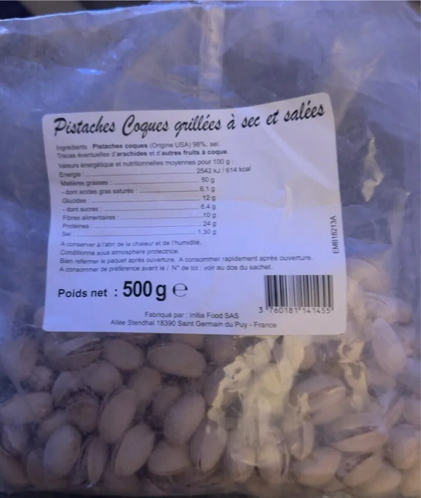 Pistache coques grillées à sec et salées