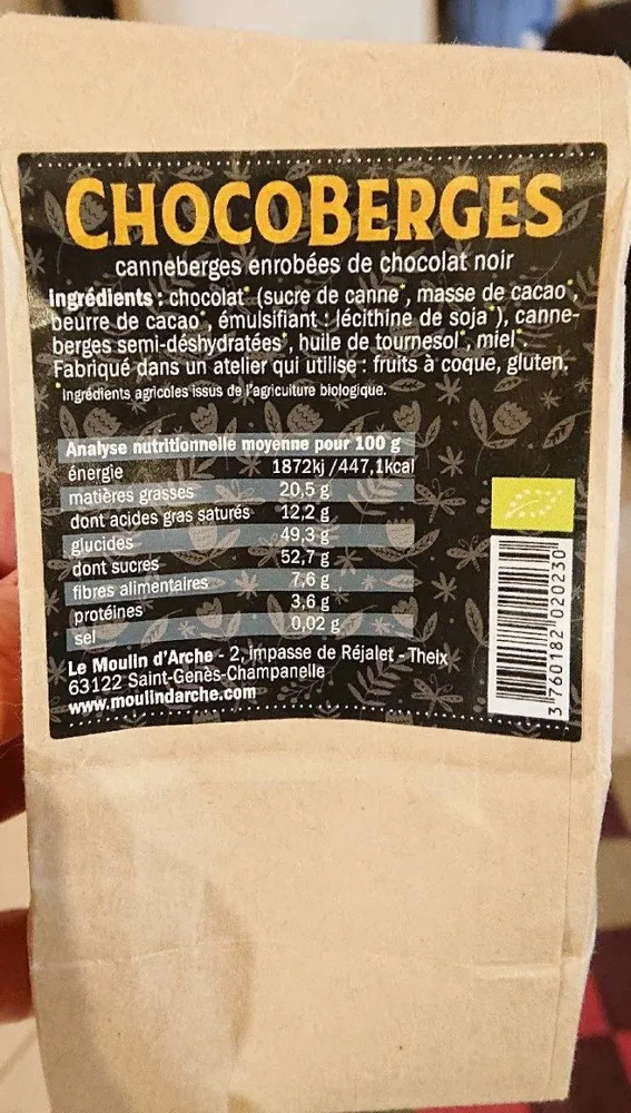 Chocoberges canneberges enrobées