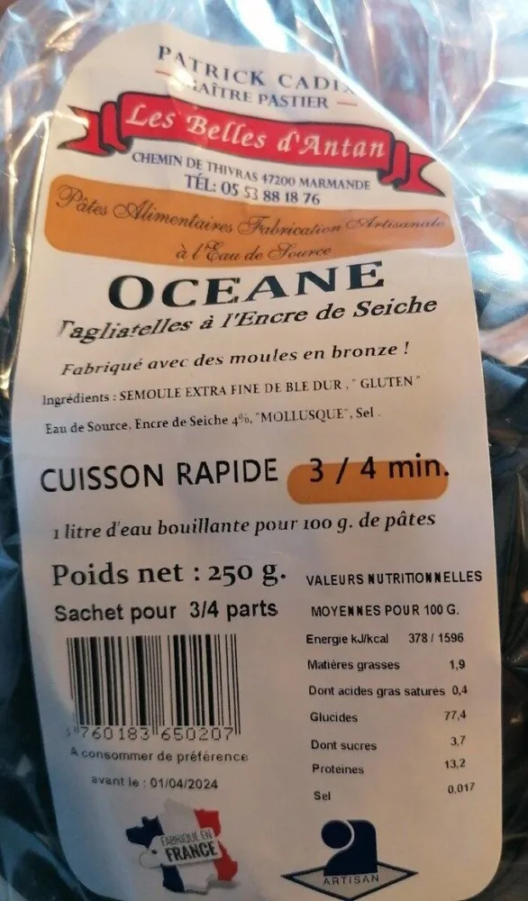 Les belles d antan oceane tagliatelle a l encre de Seiche