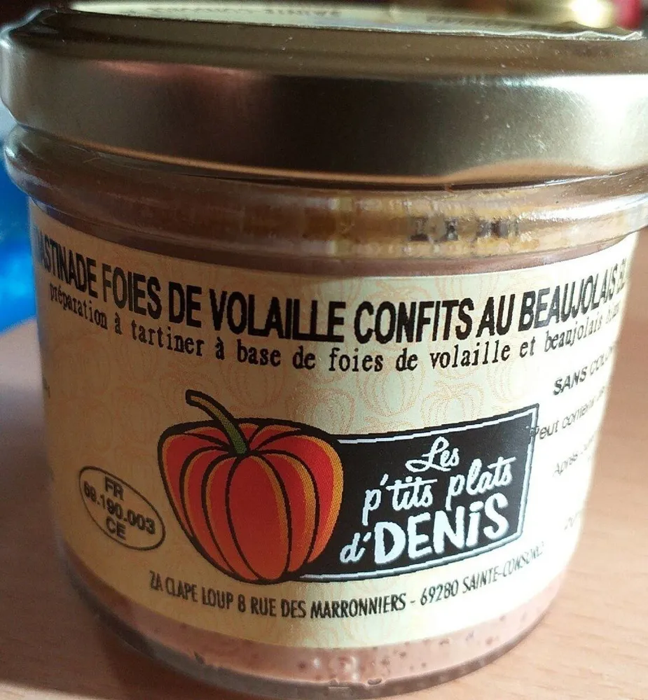 TOASTINADE FOIES DE VOLAILLE CONFITS AU BEAUJOLAIS BLANC